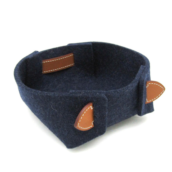 Hermes Wool Leather Others Brown,Navy VIDE POCHE PASSE-PASSE PM Accessory Cas... - Picture 1 of 9